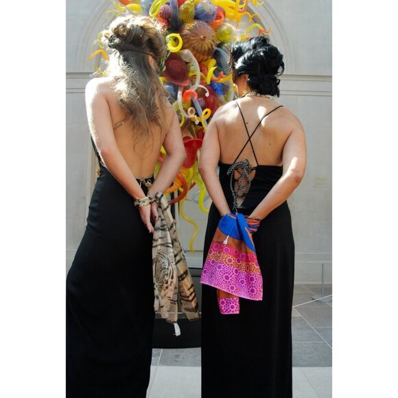 George Wild Animals Tiger Metallic Scarf made in Korea - Picture 3 of 3